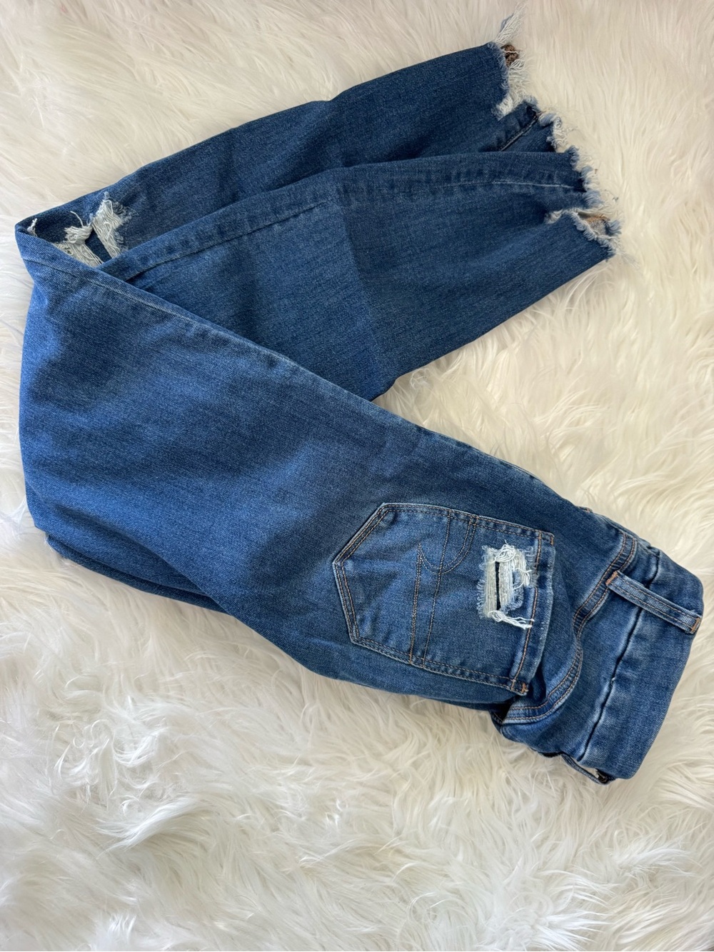 American Eagle Outfitters Dark Blue Distressed Boyfriend Jeans